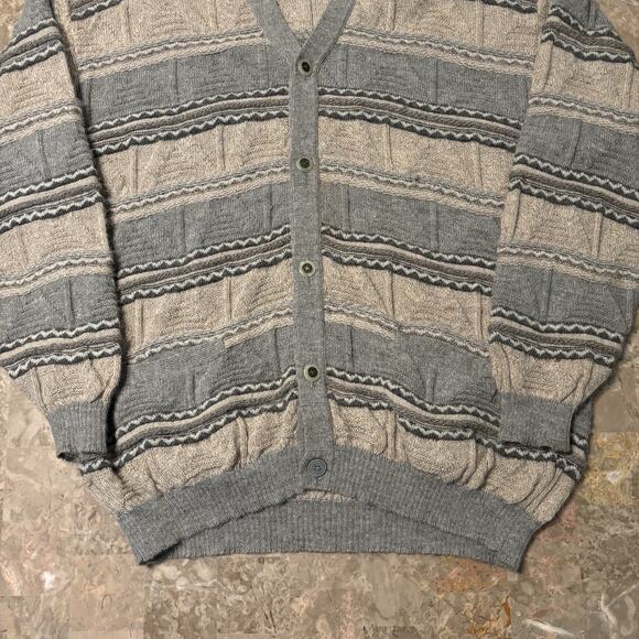 Alpaca 111 Cardigan Mens XL Brown 3D Knit 100% Alpaca Wool Sweater Cable - Picture 3 of 13